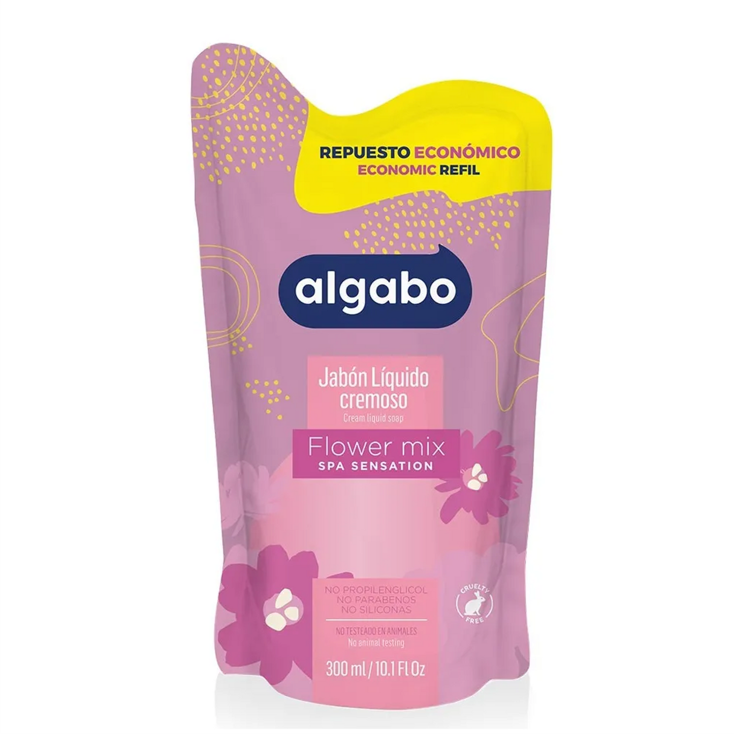 ALGABO jabon liq. 300 ml FLOWER MIX-REPUESTO
