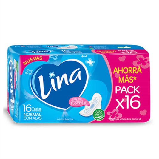 LINA Toalla NORMAL con ALAS 16UN